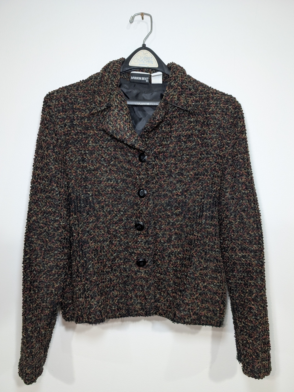 Fashion Bug Earthtone Button Crop Collared Jacket Fall Autumn Boho Women's LG